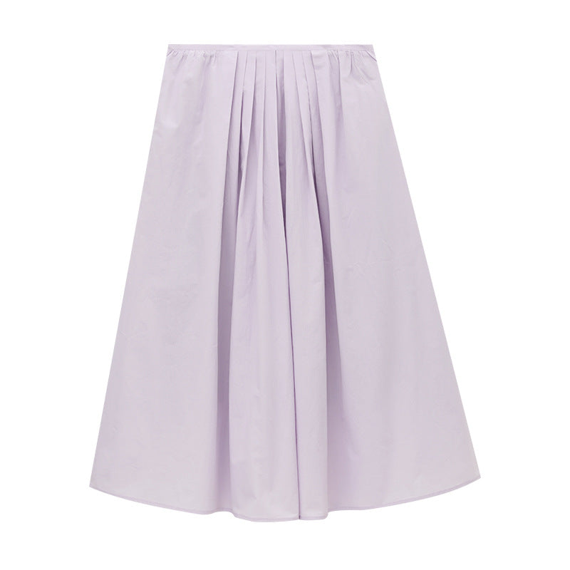 Gathered Pleated A-Line Maxi Skirt