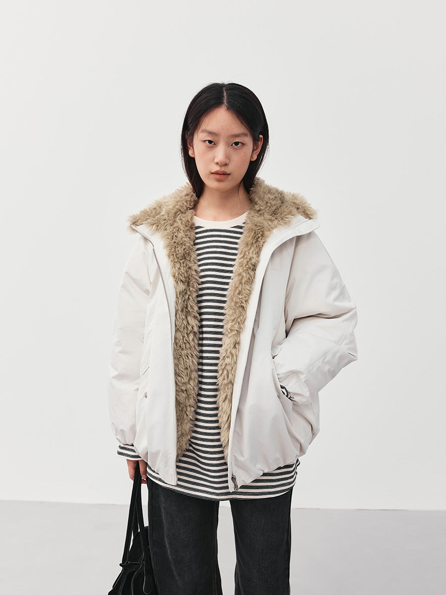 Duck Down Fur Collar Parka Coat