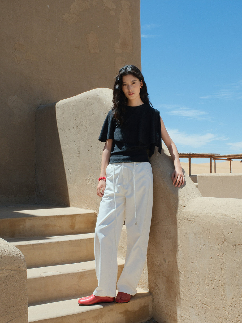 Detachable Shawl Knit Slim Top