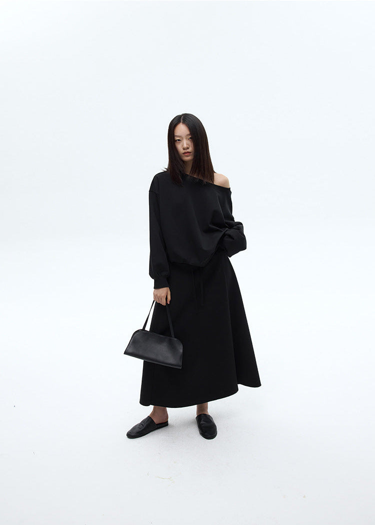 Stretchy A-Line Maxi Skirt