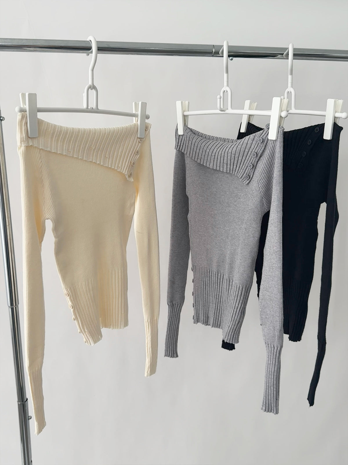 Off-the-shoulder Long Sleeve Knitted Stylish Sweater