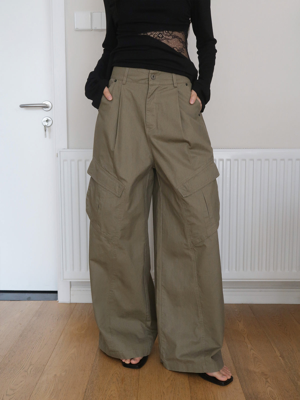 Cargo wide-leg High-waisted Long Pants