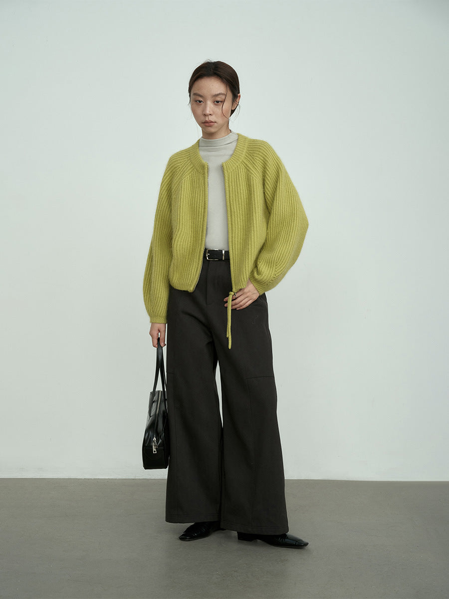 High Waist Wide Leg Lined Pants with Belt