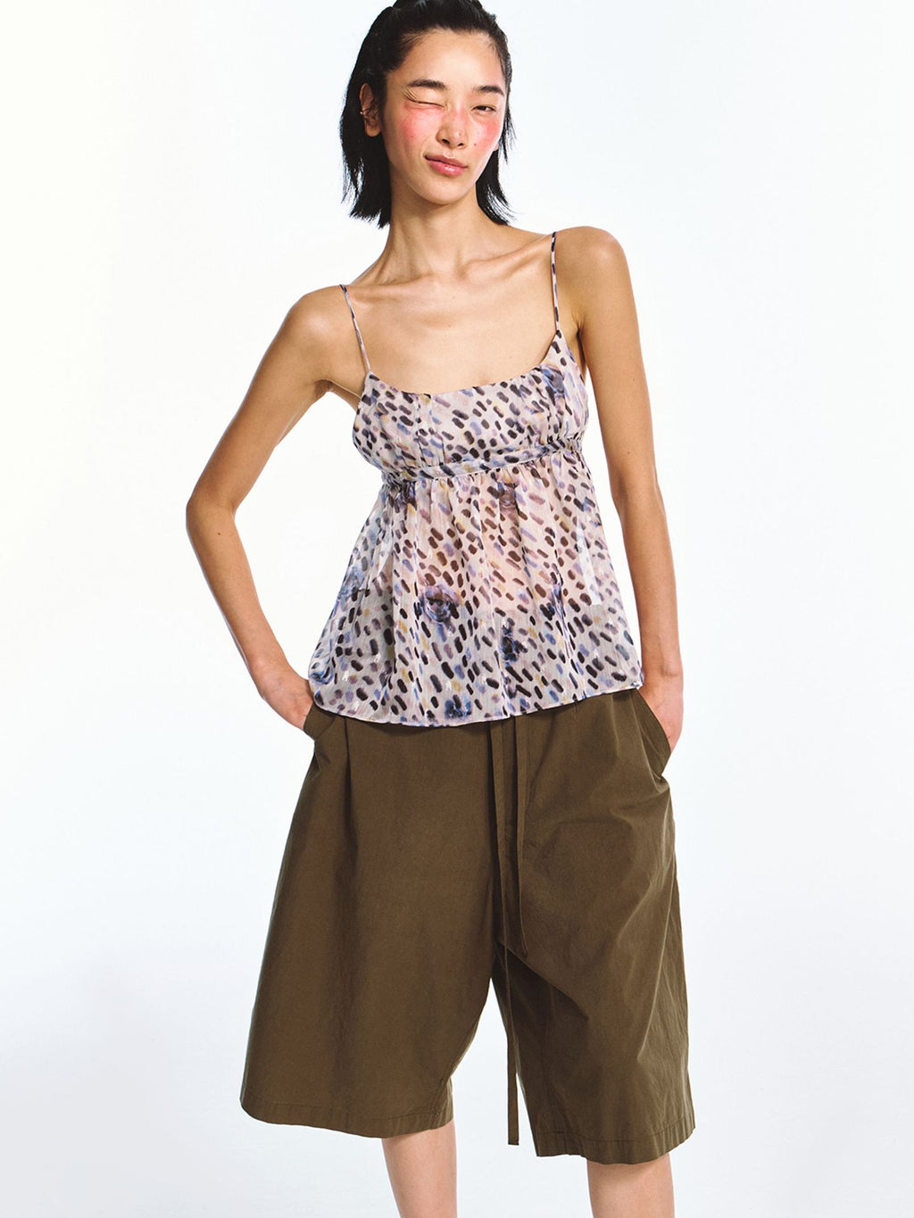 Leopard Print Polka Dot Street Style Camisole Top