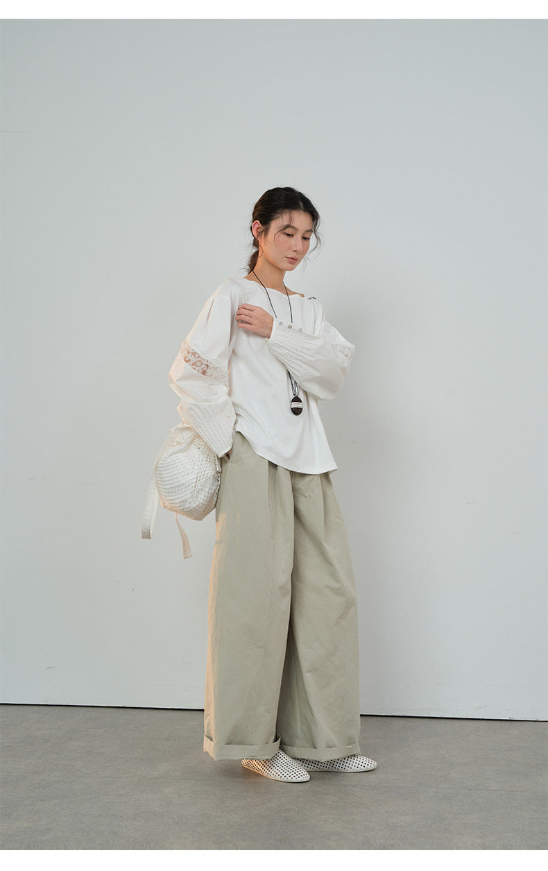 Pleated Casual Wide-leg Pants