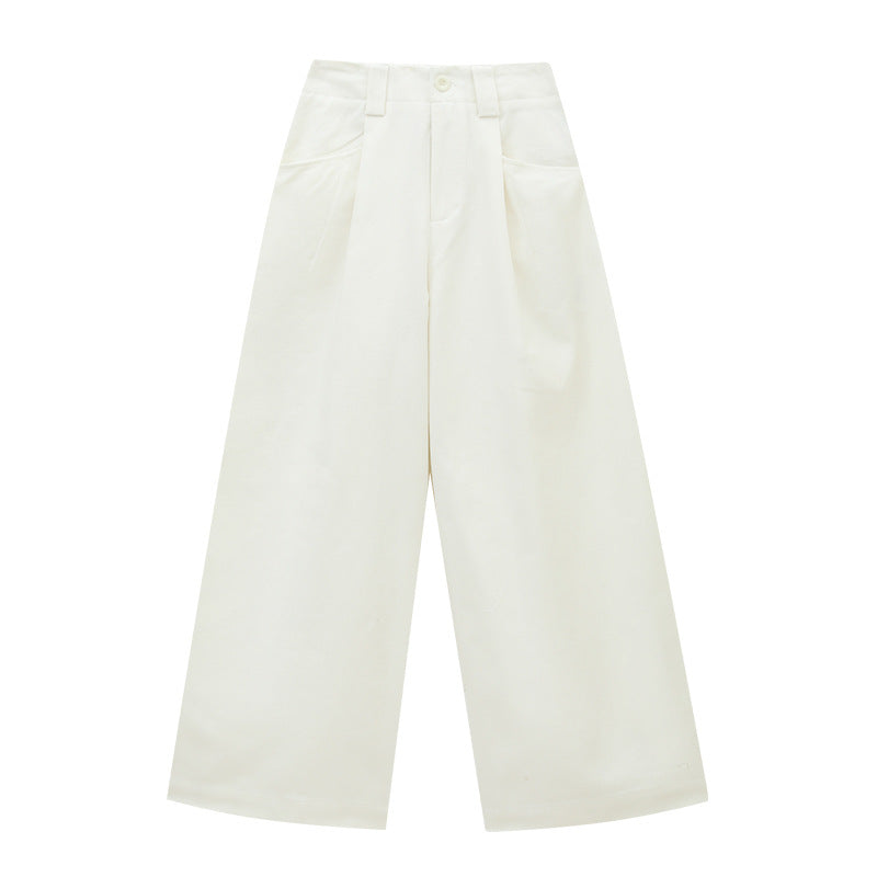 High-Rise Wide-Leg Smooth Cotton Trousers