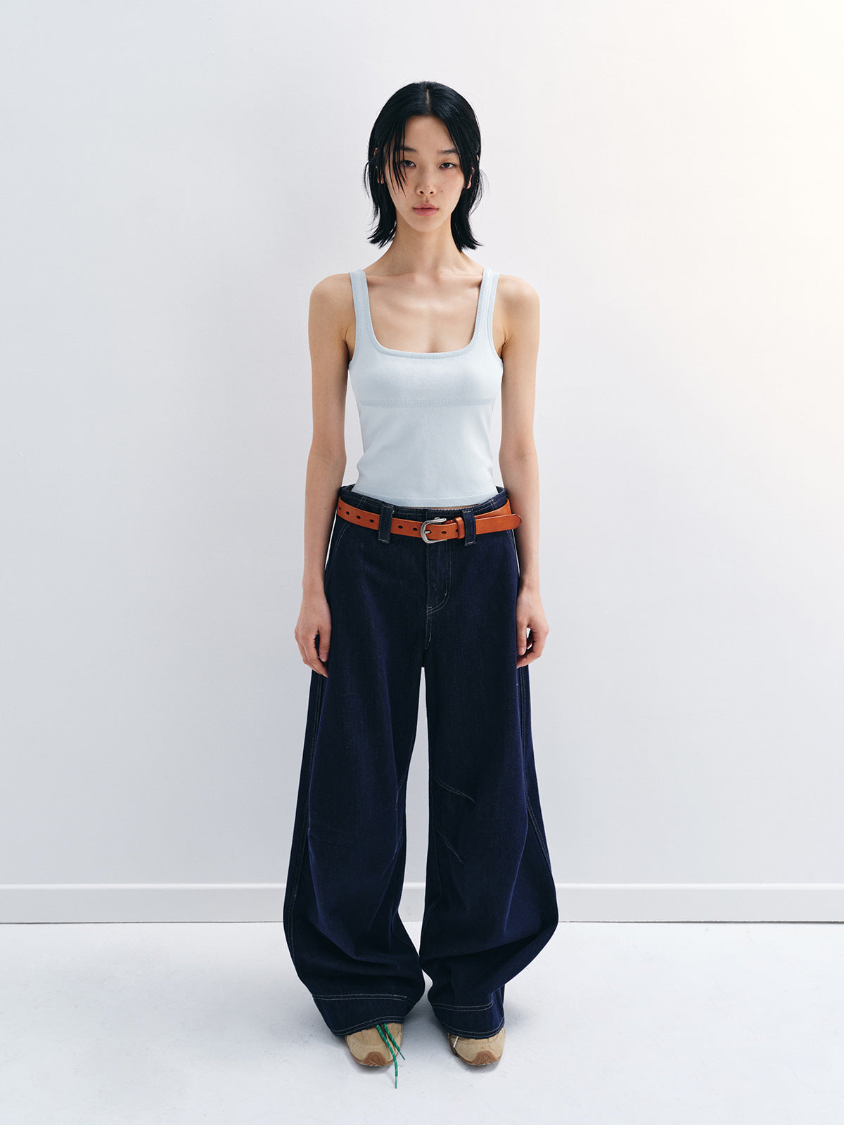 Knit Stretch Basic Square Neck Tank Top
