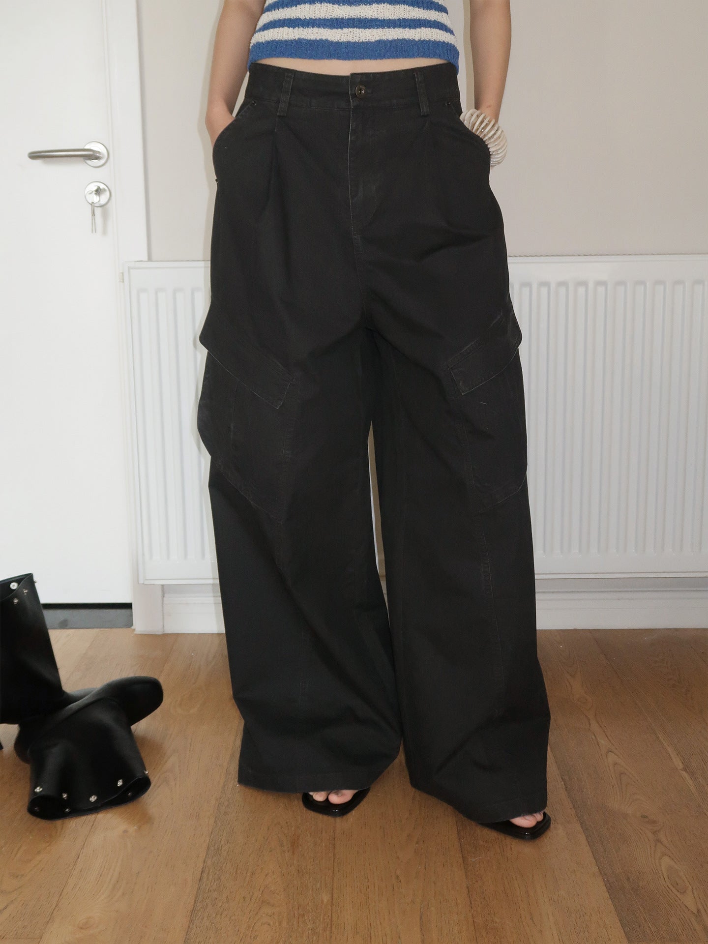 Cargo wide-leg High-waisted Long Pants