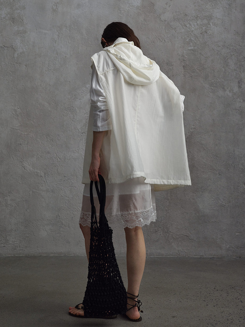Mulberry Silk Lace Elastic Waist Midi Skirt