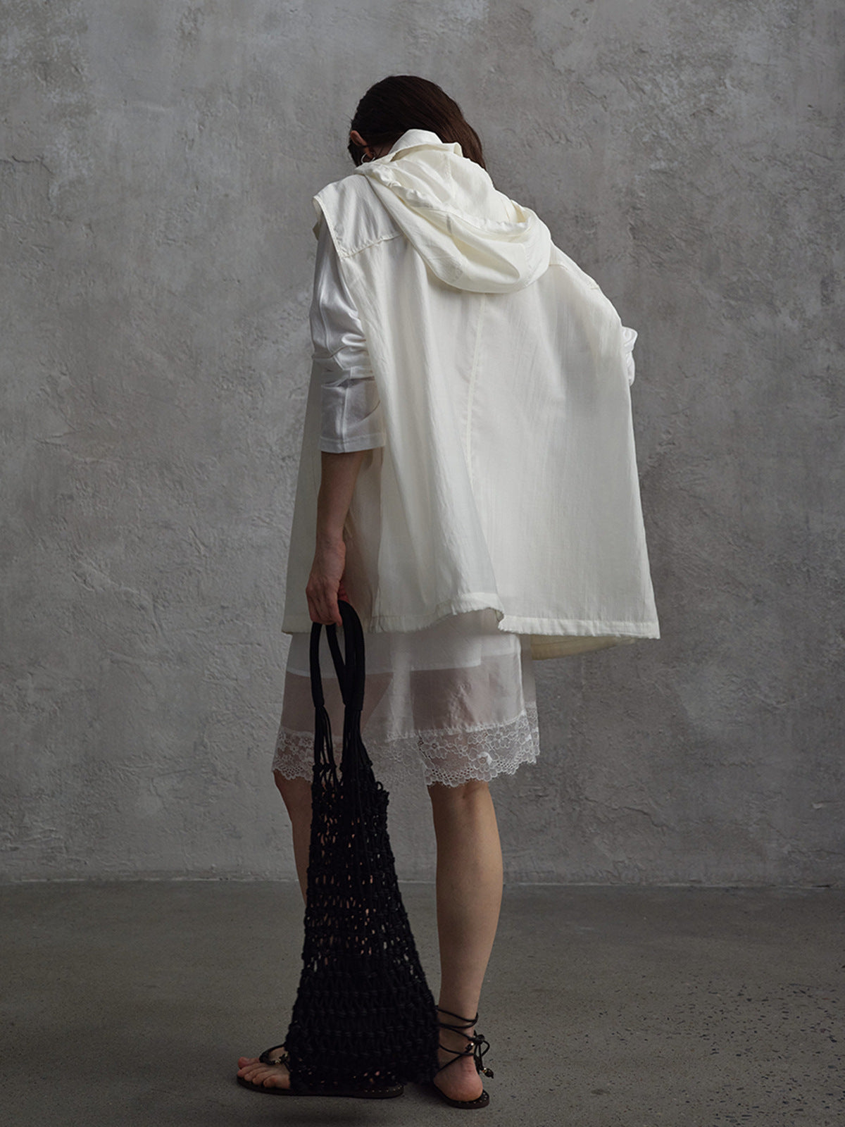 Mulberry Silk Lace Elastic Waist Midi Skirt
