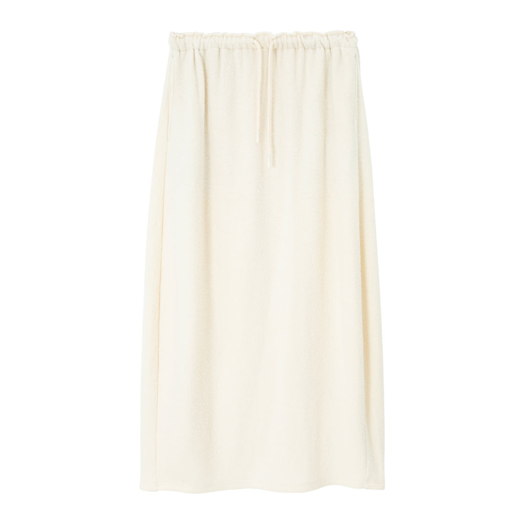 Soft Drawstring Knit Micro-cocoon Maxi Skirt