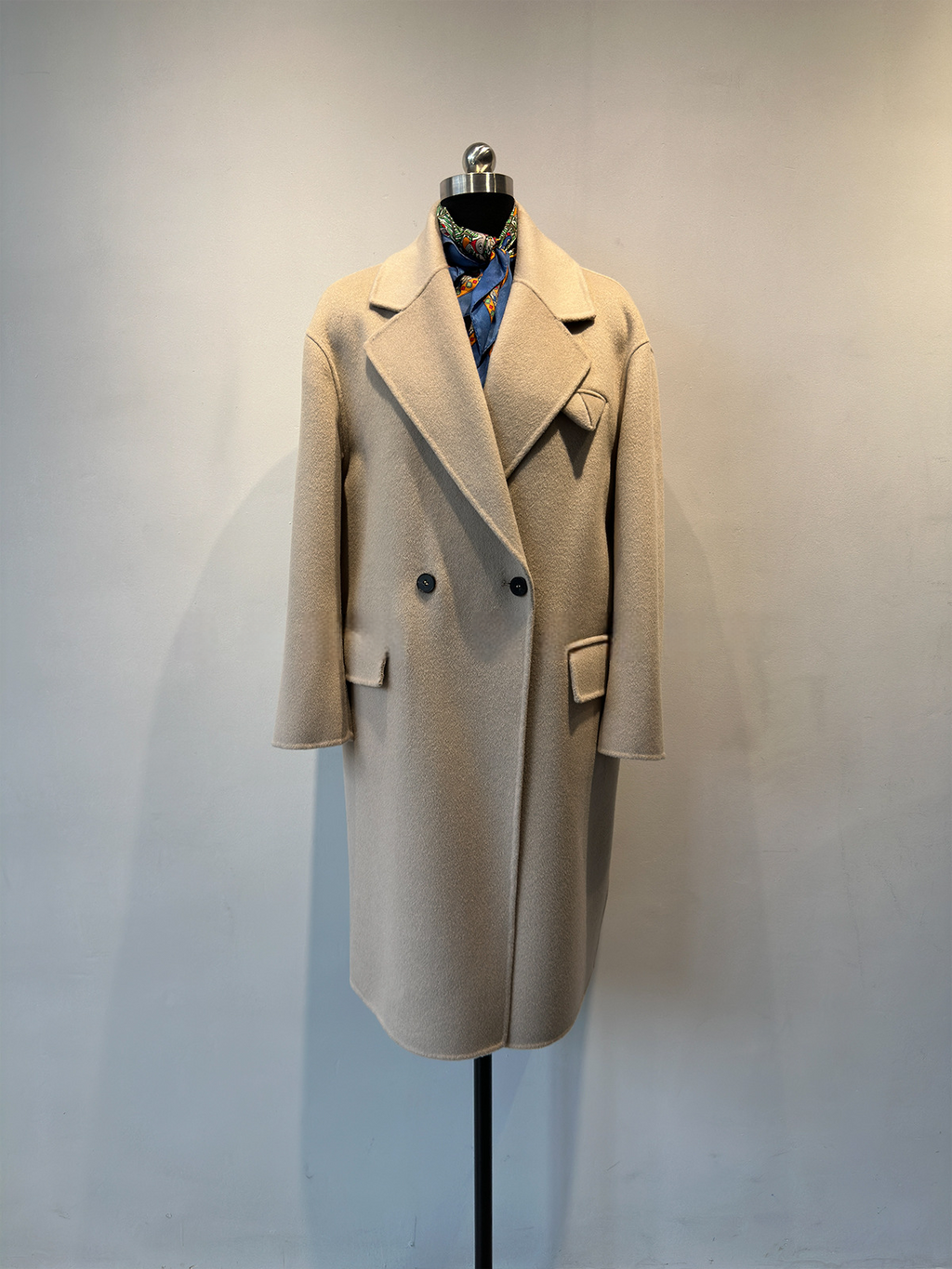 Double-breasted Merino Wool & Cashmere Long Coat