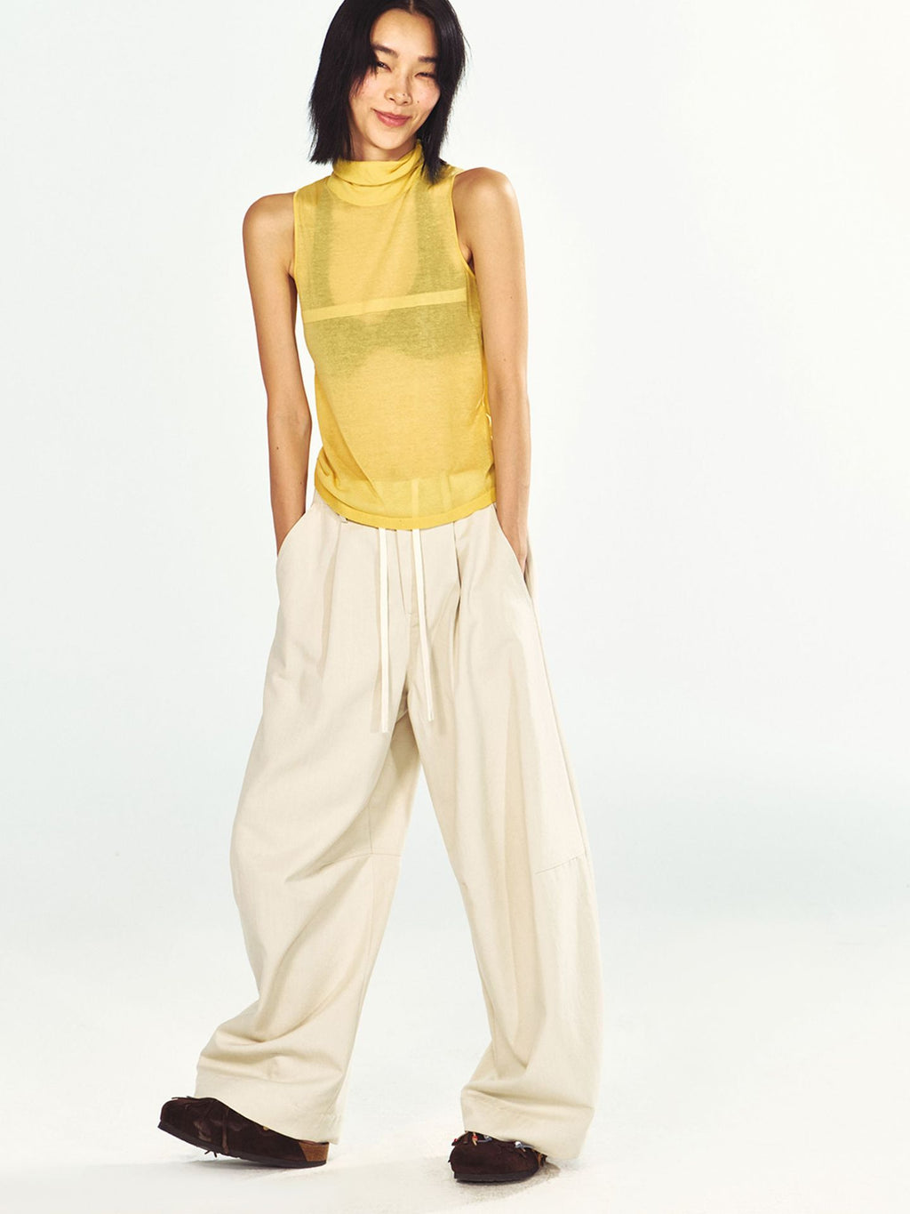 Slouch Turtleneck Sheer Tank Top
