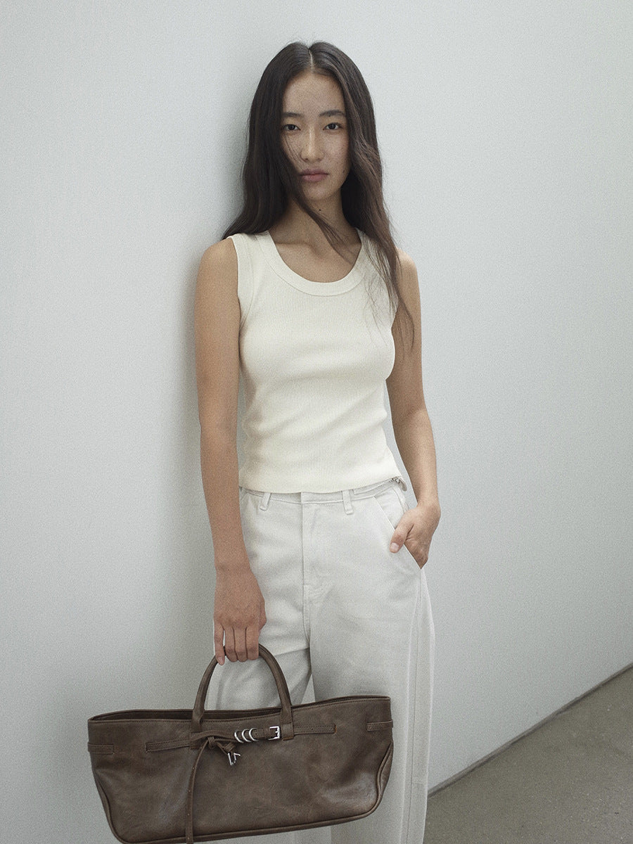 Cotton Slim-fit Knit Smooth Tank Top