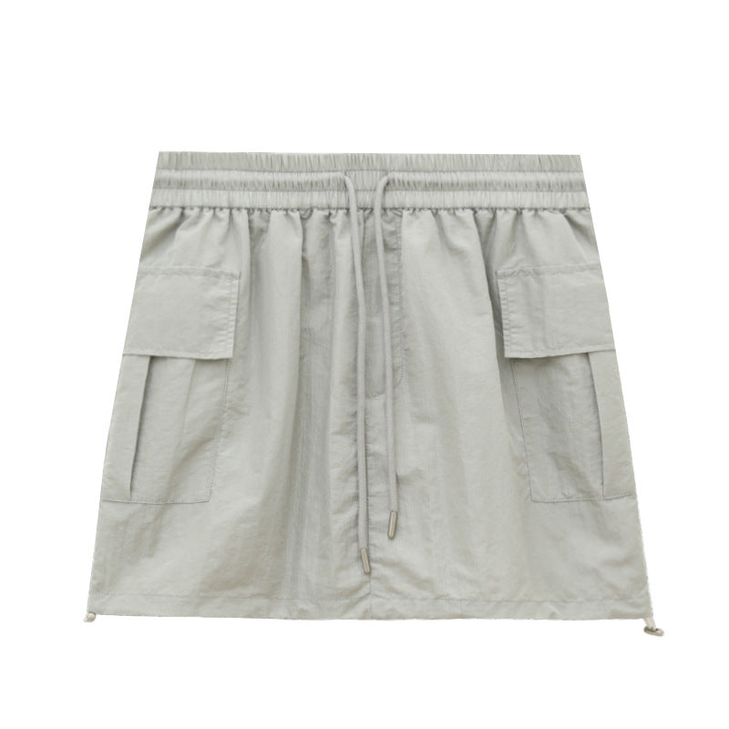 Drawstring Nylon Short Skirt