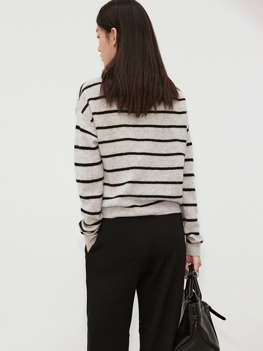 Striped Minimalist Wool Pullover Sweater