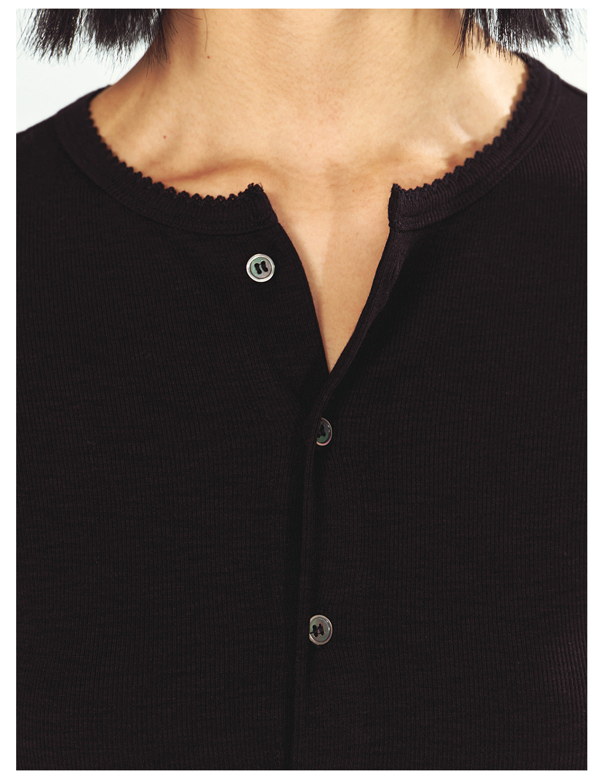 Three-quarter Sleeve Single-breasted Slim Fit Knit Top