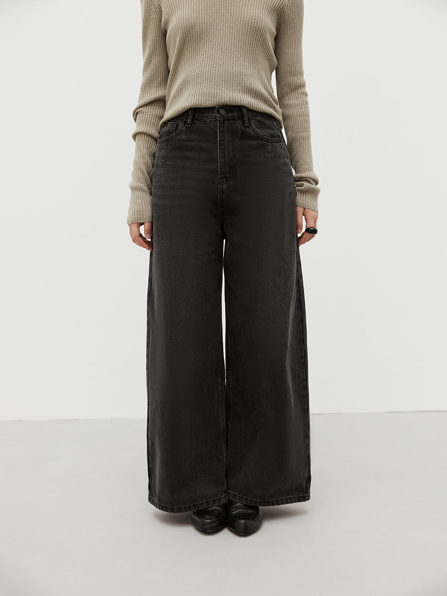 Washed Wide-Leg High Waisted Jeans
