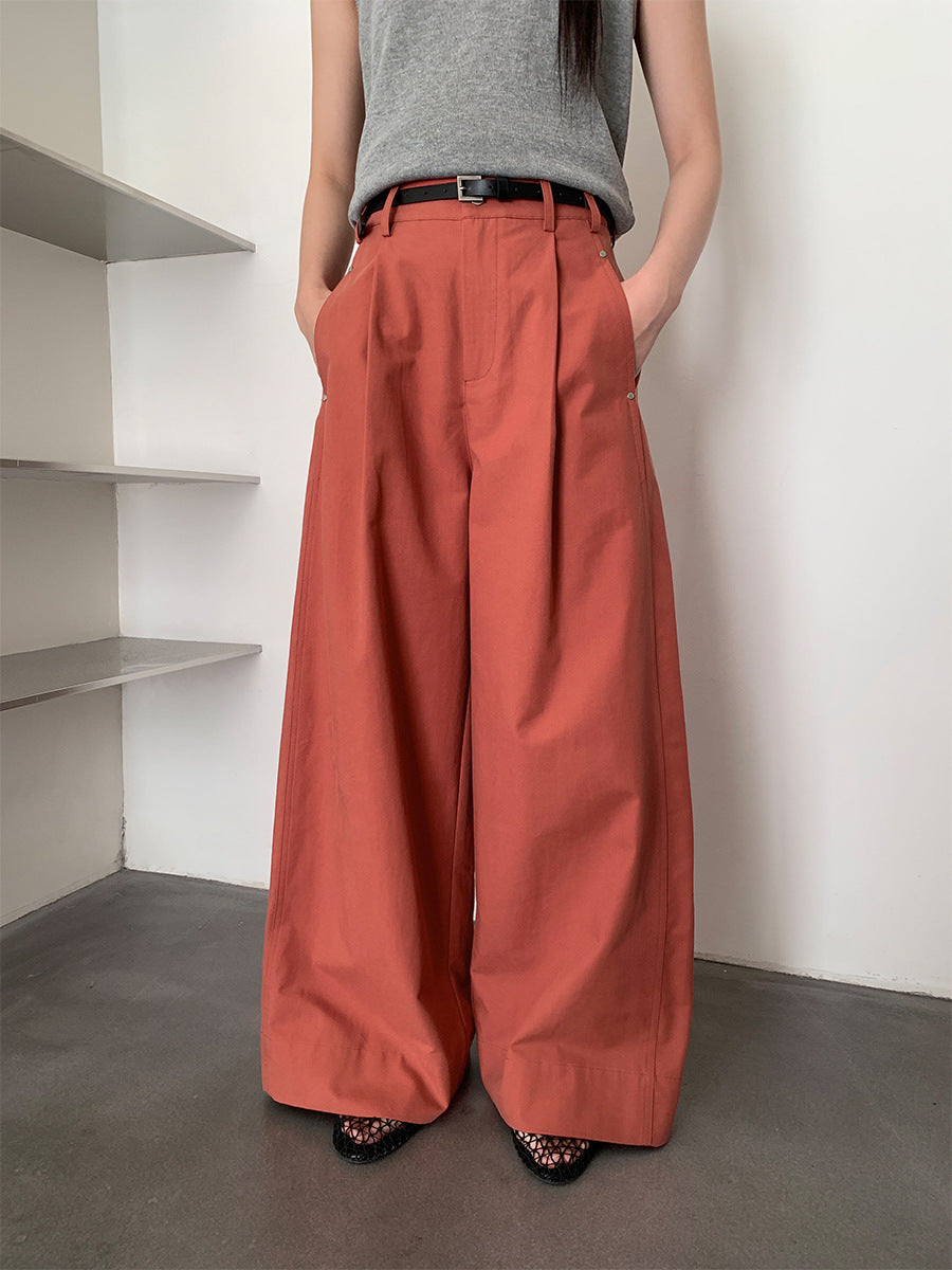 High-Waist Wide-Leg Loose Pleated Pants