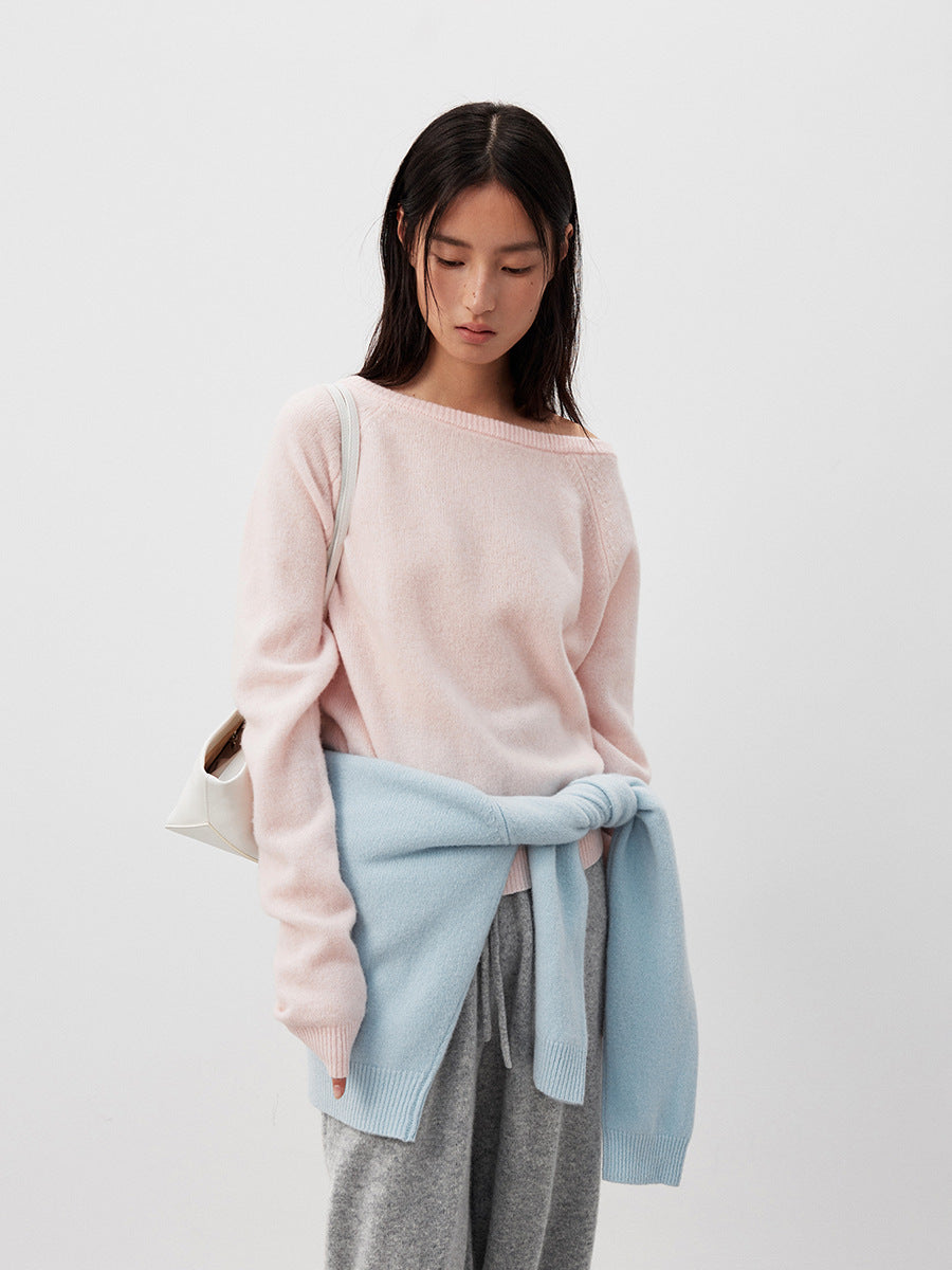 Love with Nancy Thirteen Lines minimalist winter Korean style off-shoulder wool soft warm atmosphere sweater for women 03402