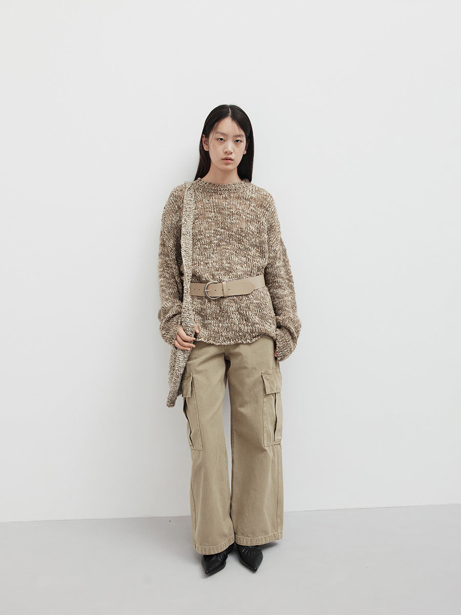 Distressed Wide Leg Cargo Work Pants