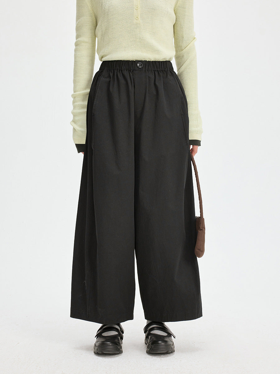 Elastic Waist Barrel Wide Leg Pants