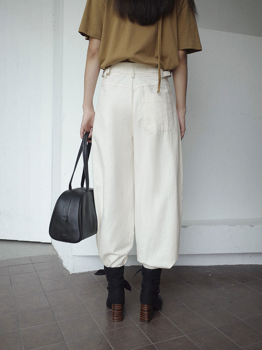 High-Waisted Wide-Leg Tailored Pants with Front Pleats