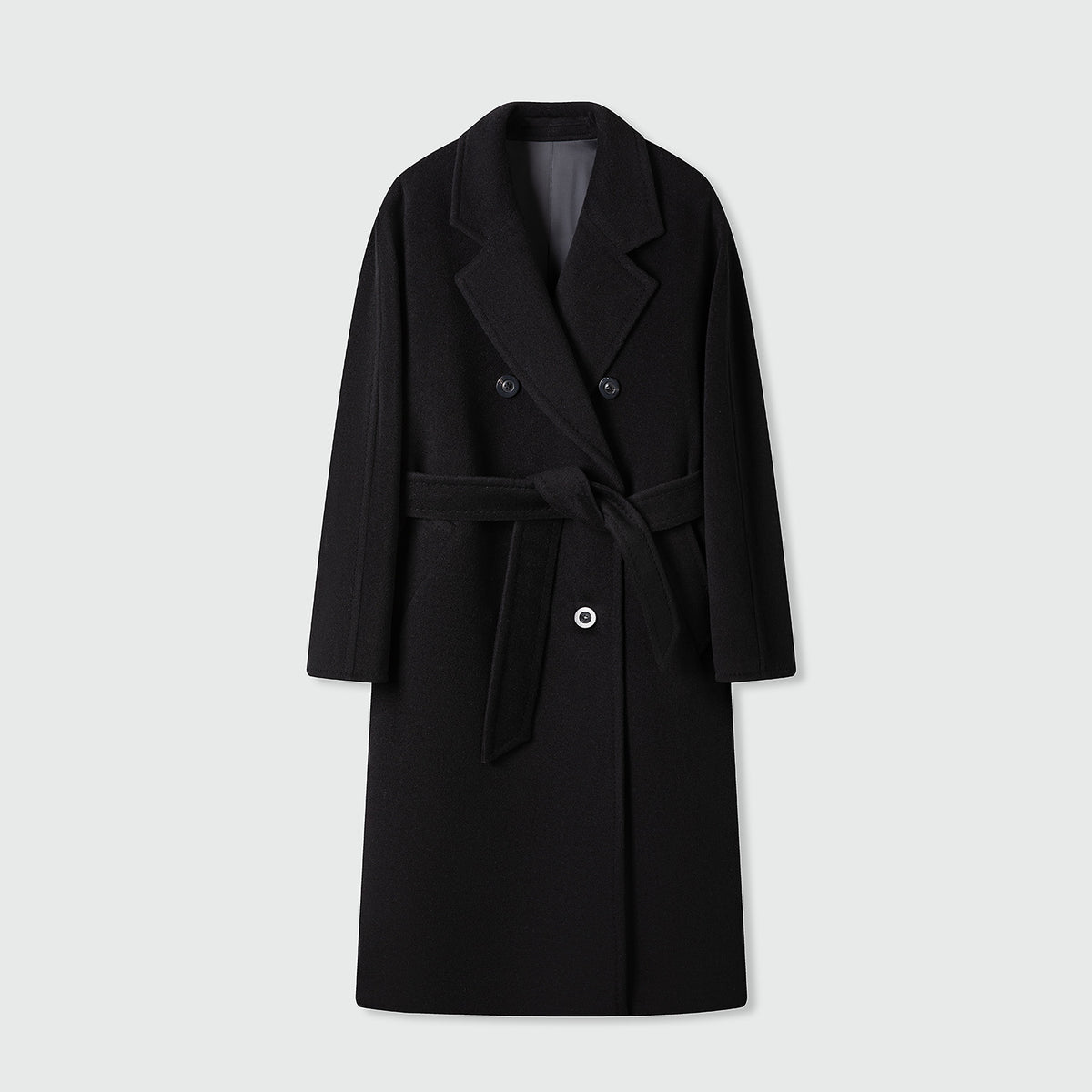 Double-Breasted Merino Wool & Cashmere Coat with Shearling Collar