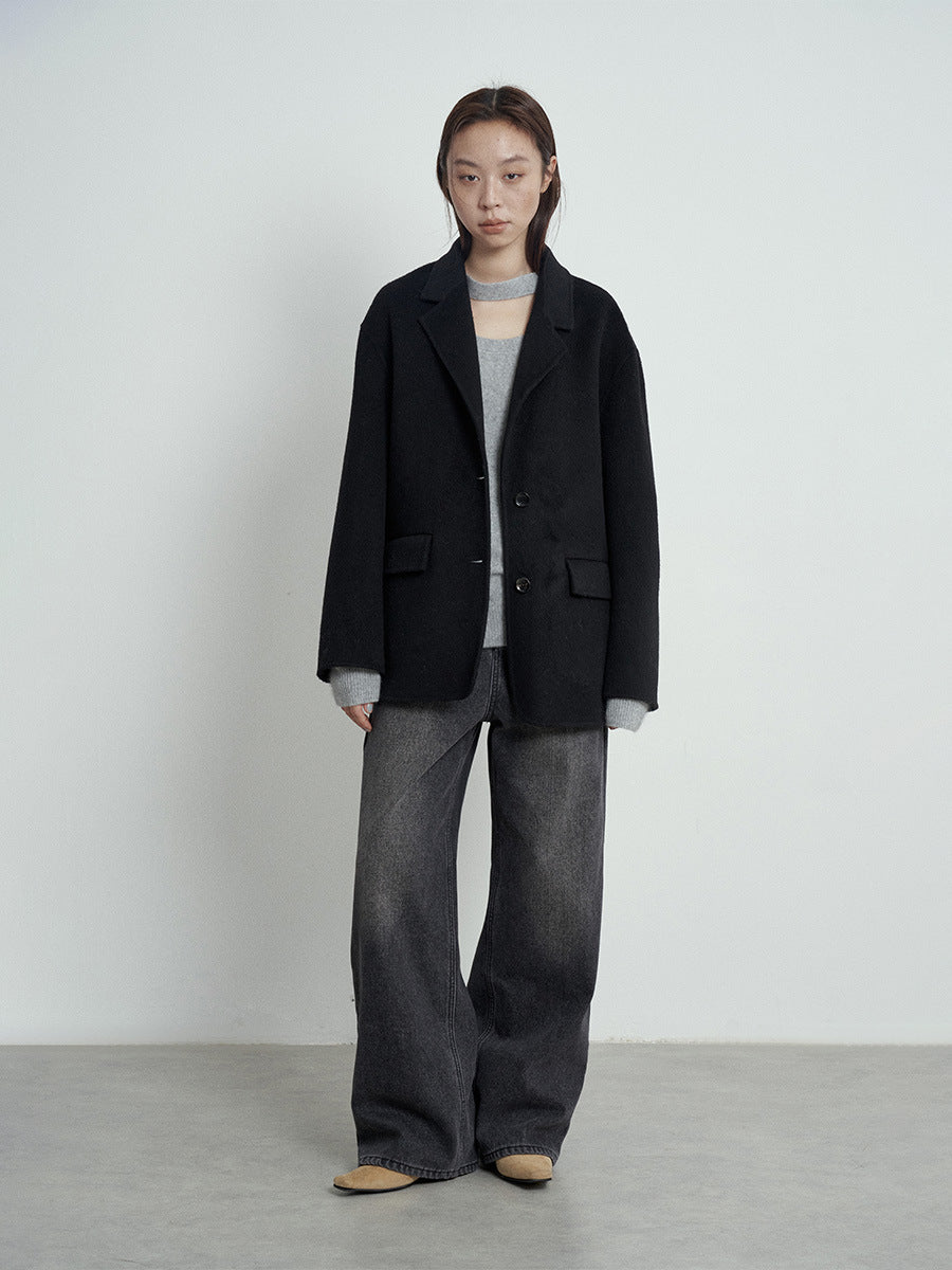 High-Rise Casual Straight-Leg Washed Jeans