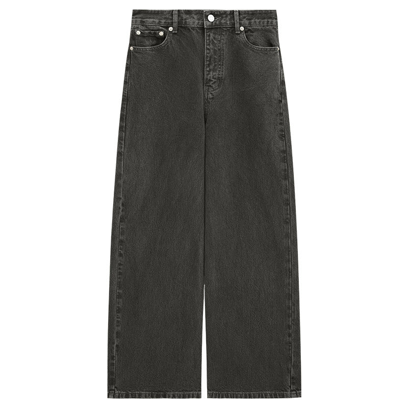 Minimalist Warm Straight Versatile Washed Jeans