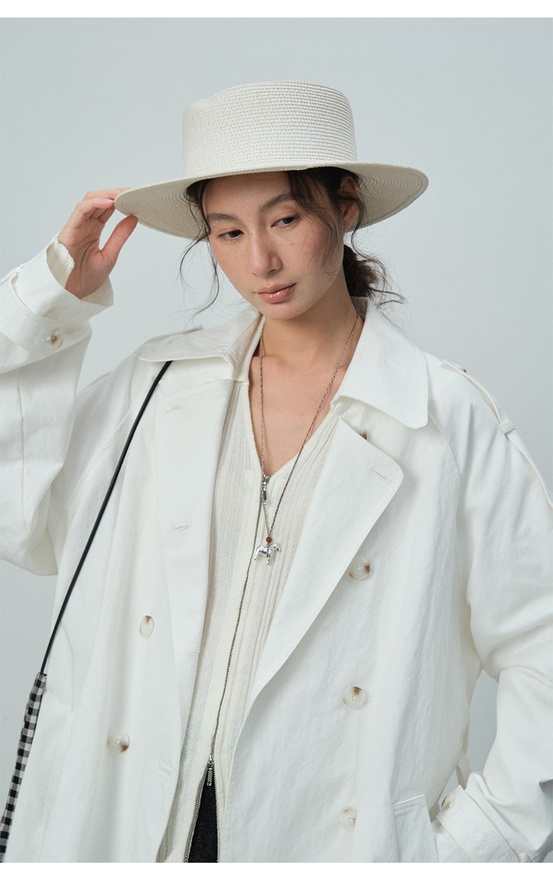 Double-Breasted Lapel Mid-Length Trench Coat