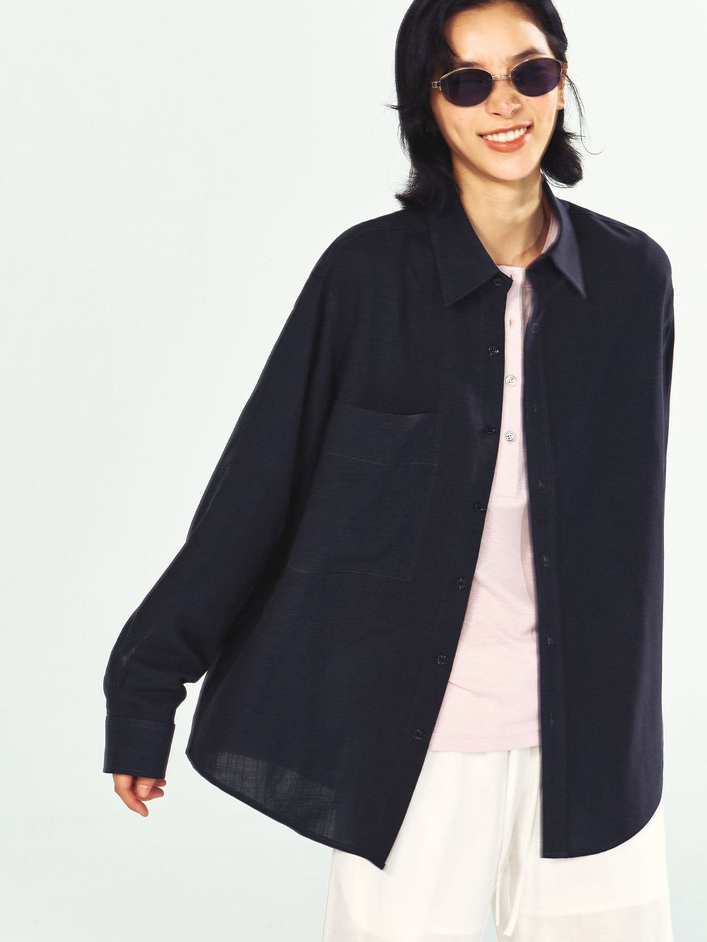 Linen Single-Breasted Loose Long-Sleeve Shirt