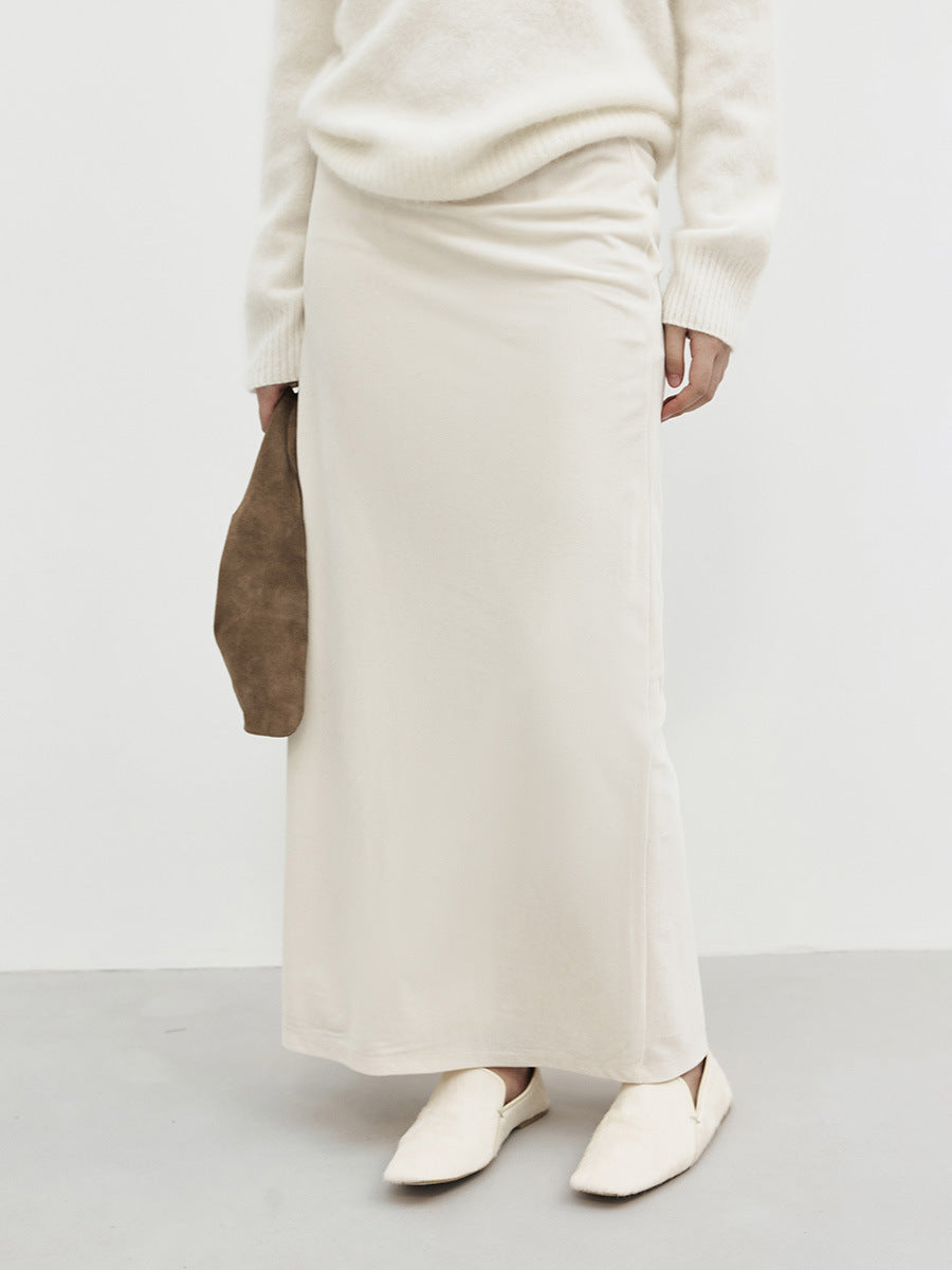 Soft Drape Velvet Straight Midi Skirt