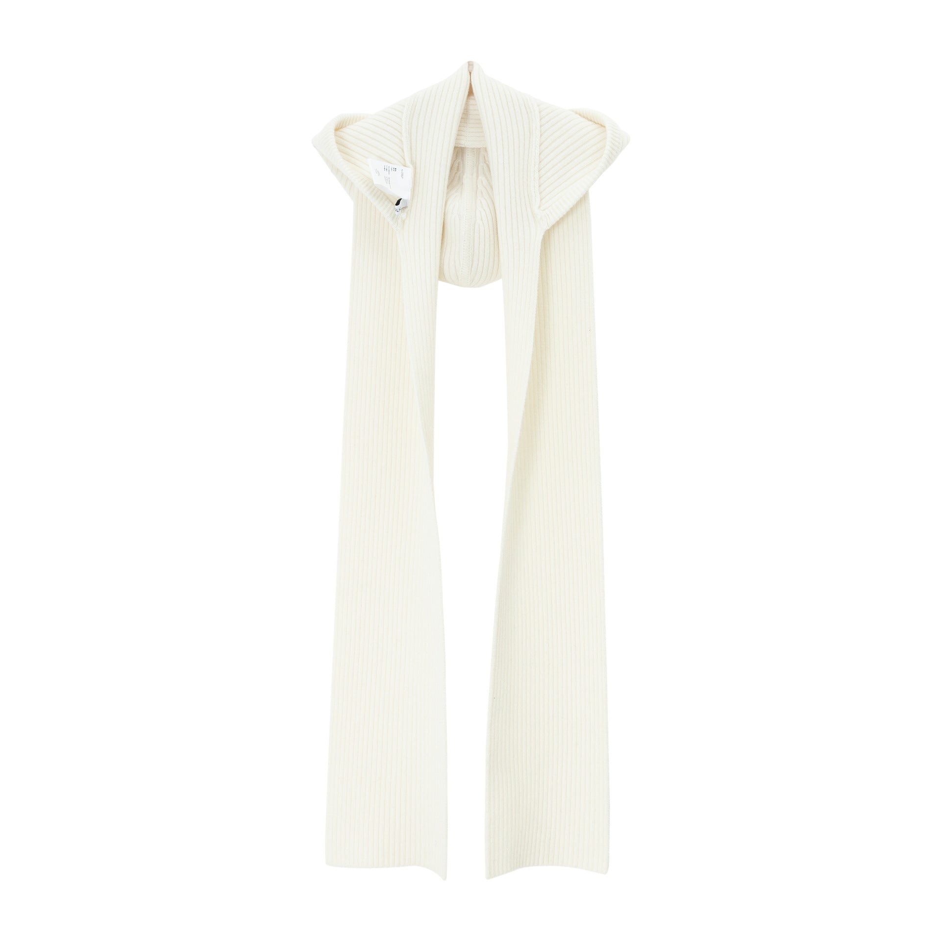 Merino Wool Groove Ribbed Hooded Scarf