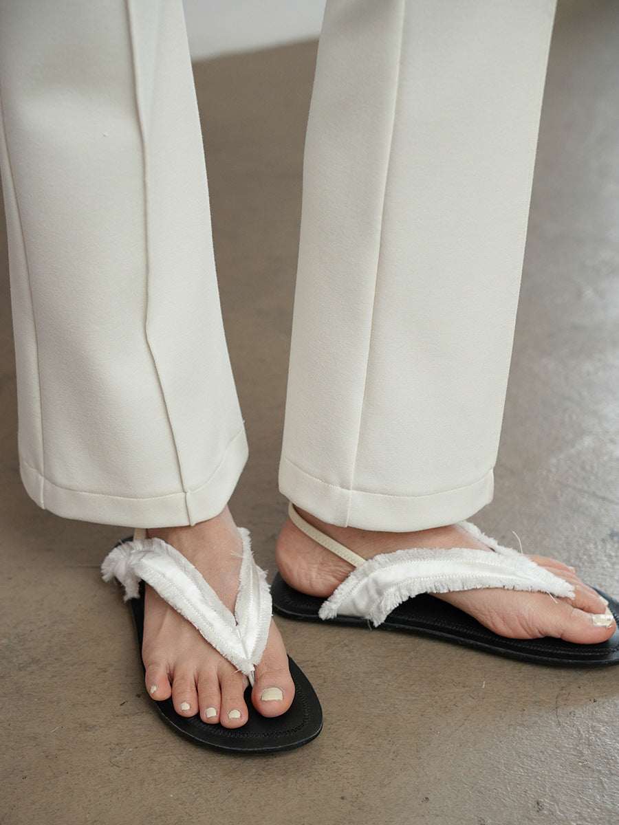 Elastic Waist Slim Flared Casual Pants