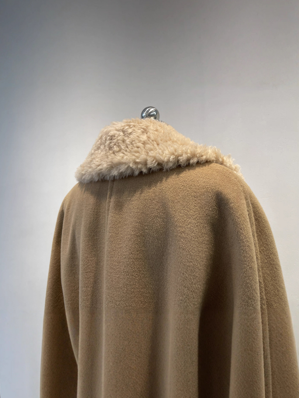 Double-Breasted Merino Wool & Cashmere Coat with Shearling Collar