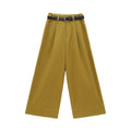 Wide-Leg Front Pleats Trousers with Belt