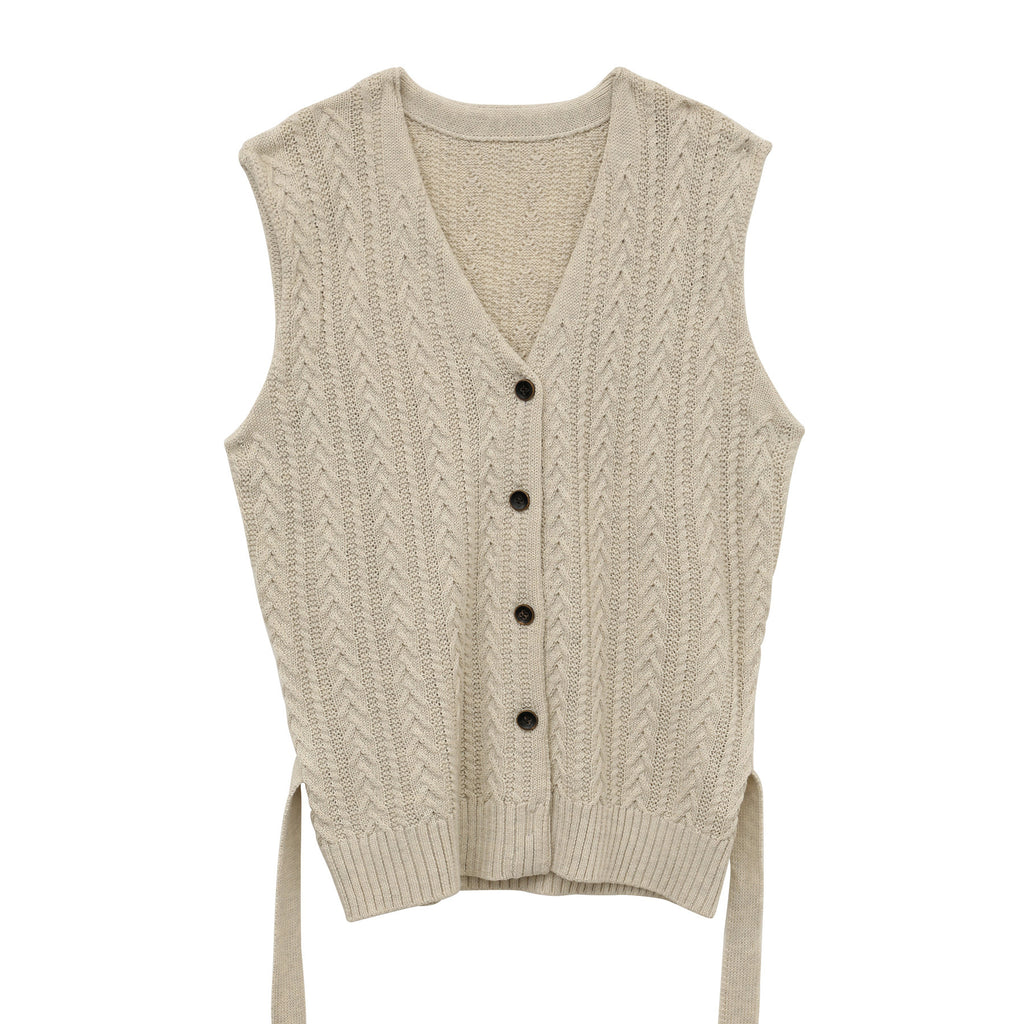 Merard Twisted V-Neck Knit Sleeveless Sweater Vest