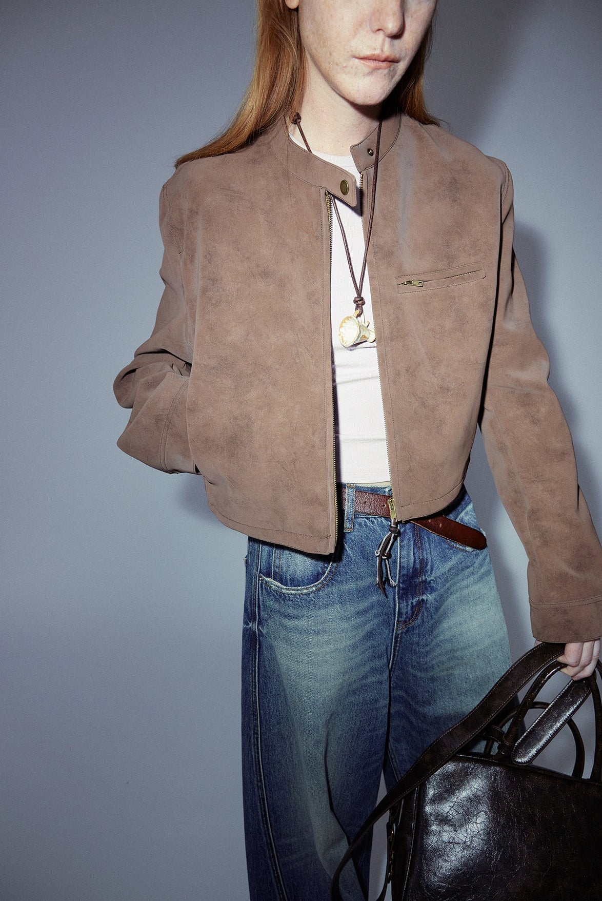 Vintage Style Suede Slim Jacket