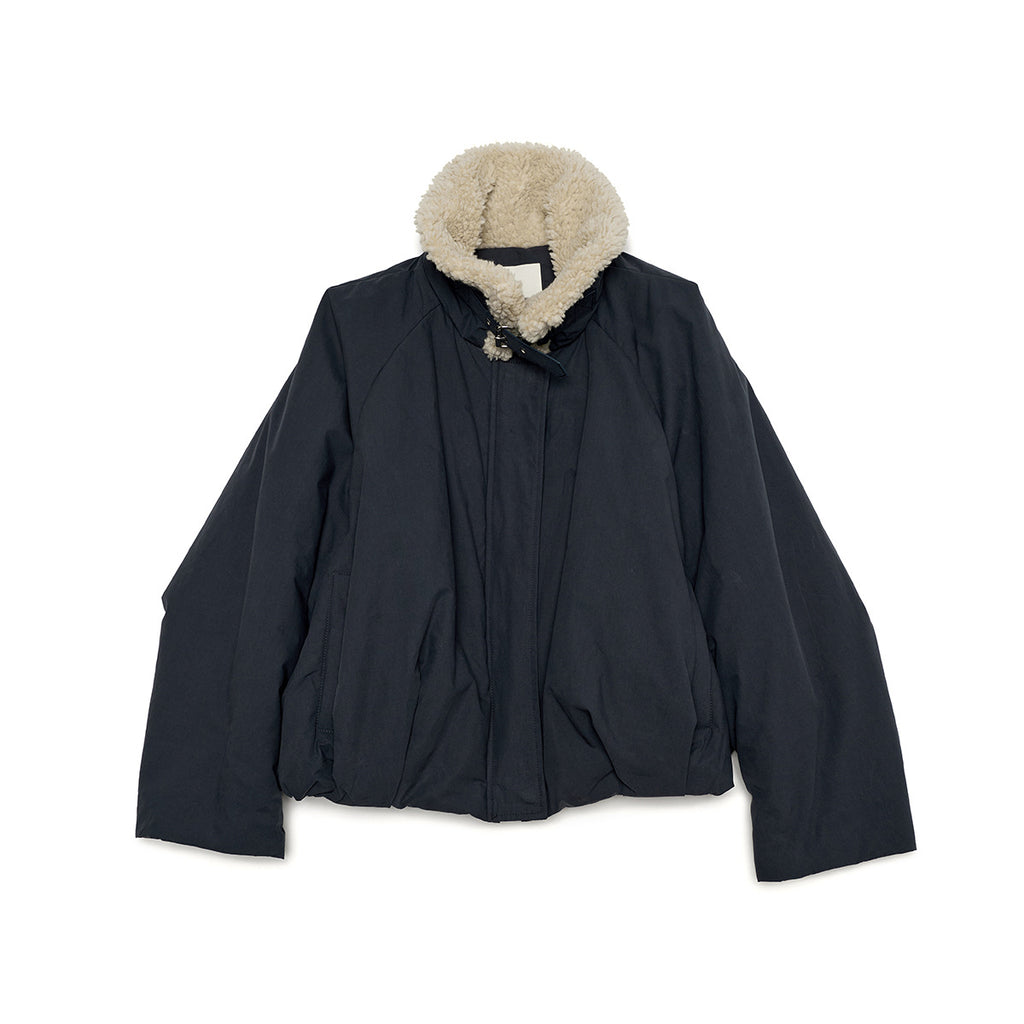 Contrast Faux Fur Retro Stand-up Collar Jacket
