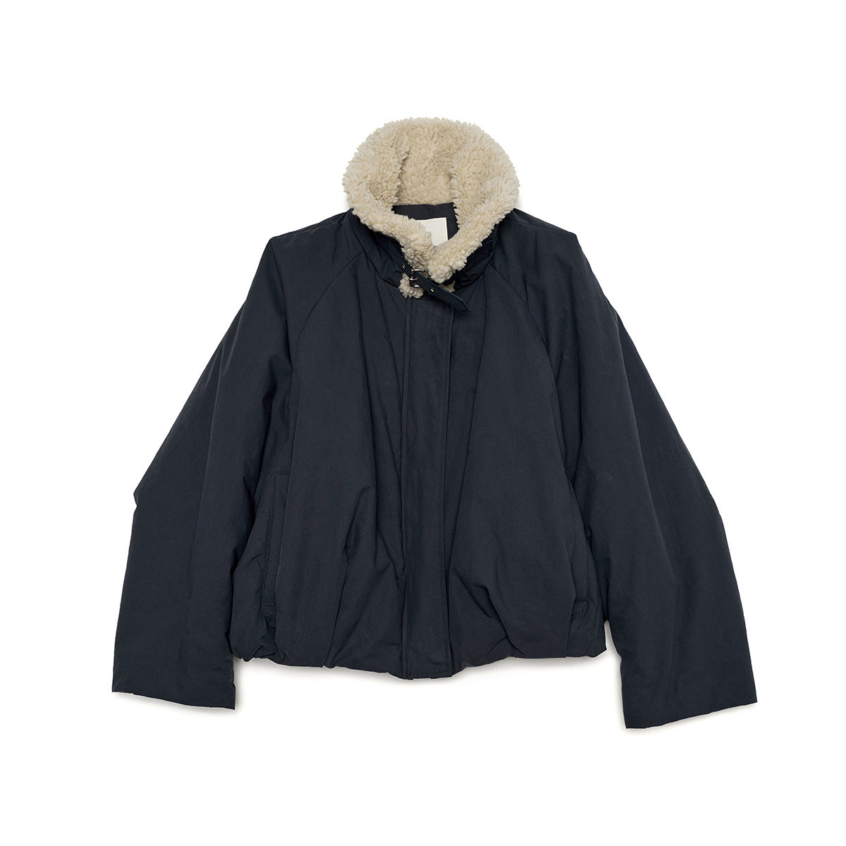 Contrast Faux Fur Retro Stand-up Collar Jacket