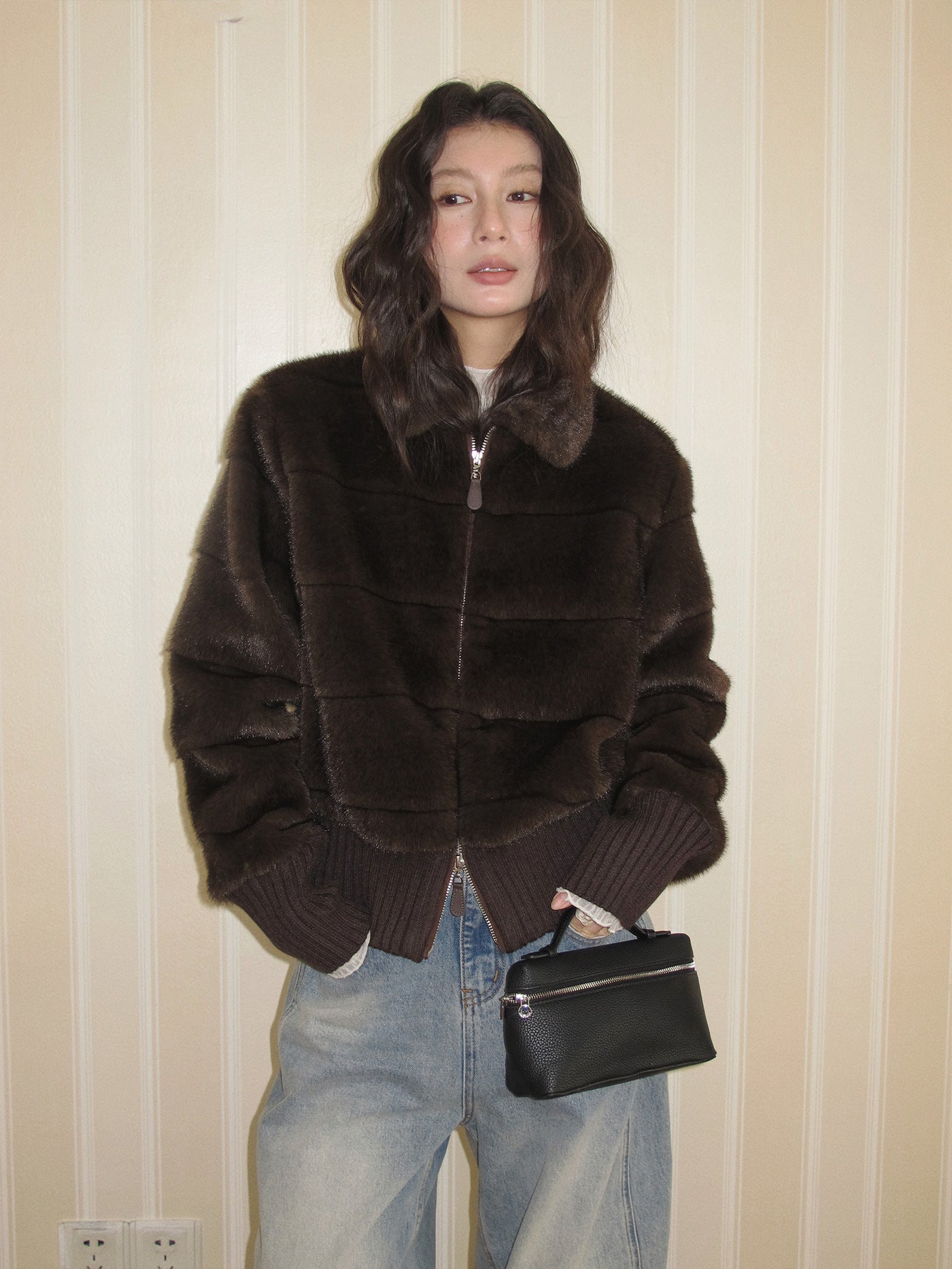 Plush Knitted Patchwork Jacket