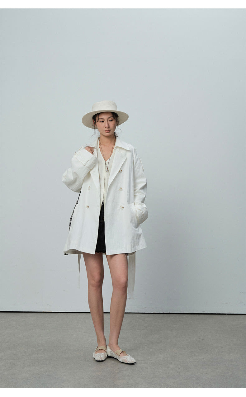 Double-Breasted Lapel Mid-Length Trench Coat