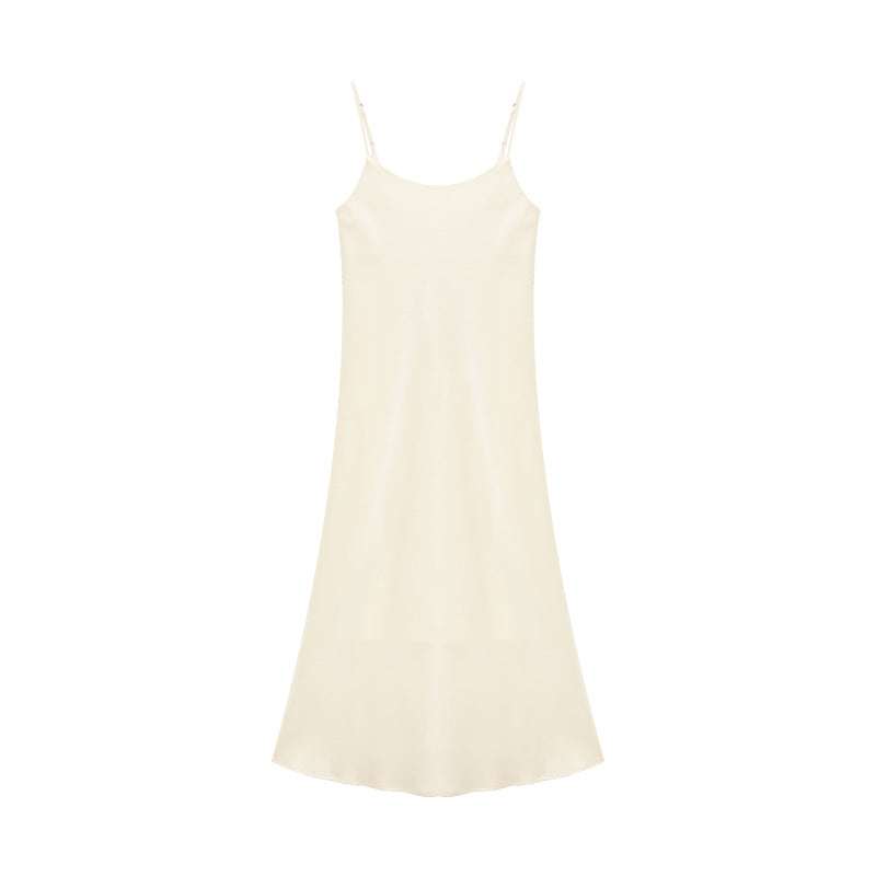Satin Casual Style Scoop Neck Spaghetti Strap Dress