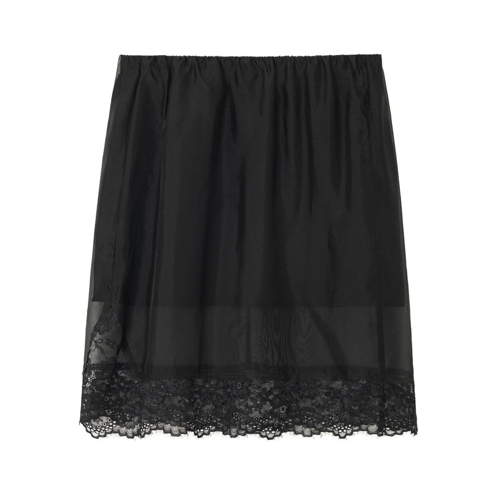 Mulberry Silk Lace Elastic Waist Midi Skirt