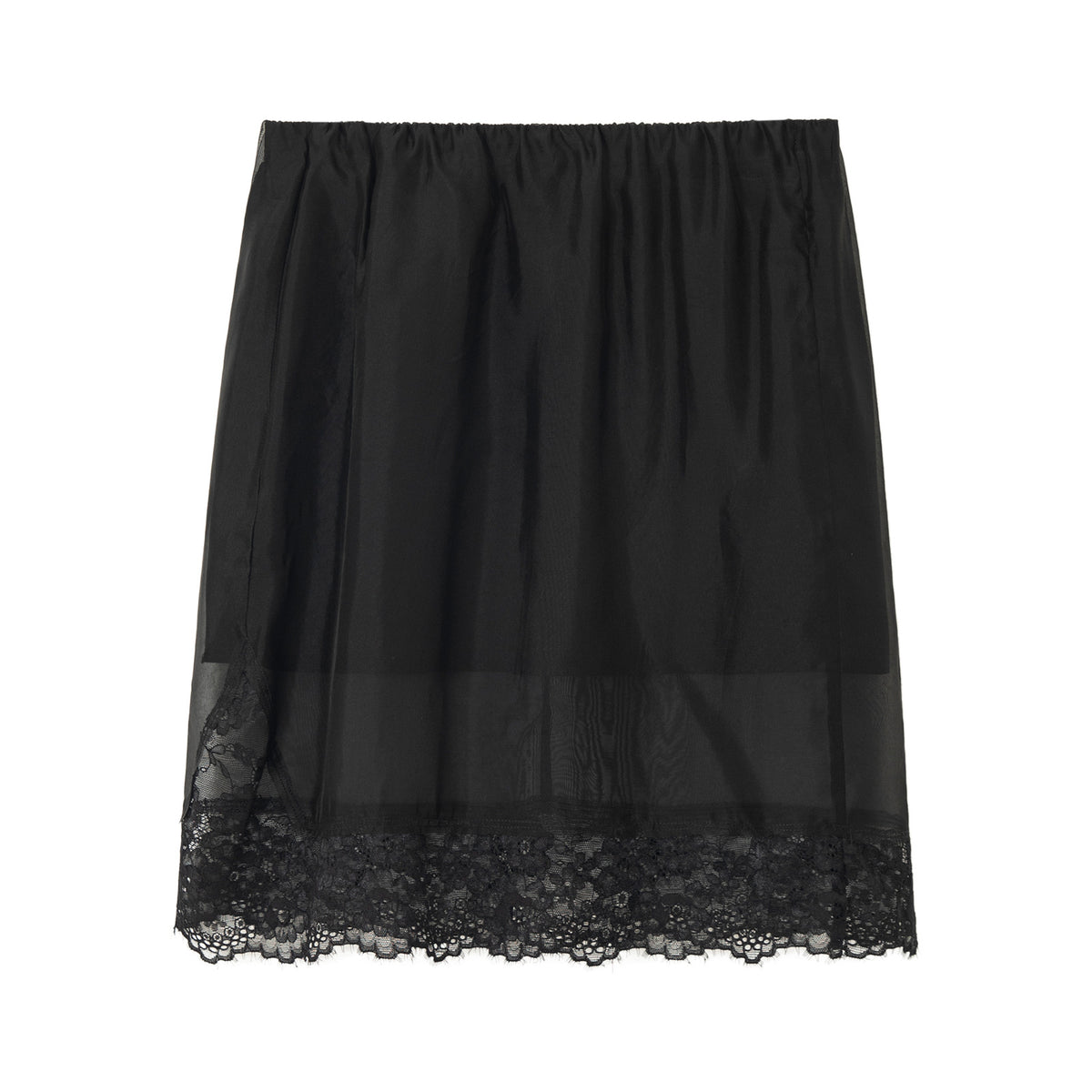 Mulberry Silk Lace Elastic Waist Midi Skirt