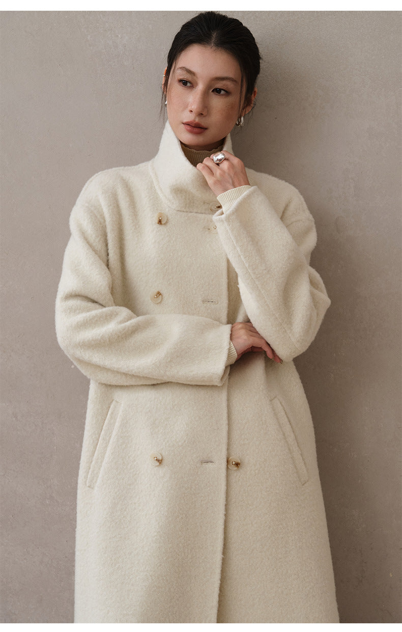 Double-Breasted Long Belt Double-Sided Alpaca Wool Cashmere Coat