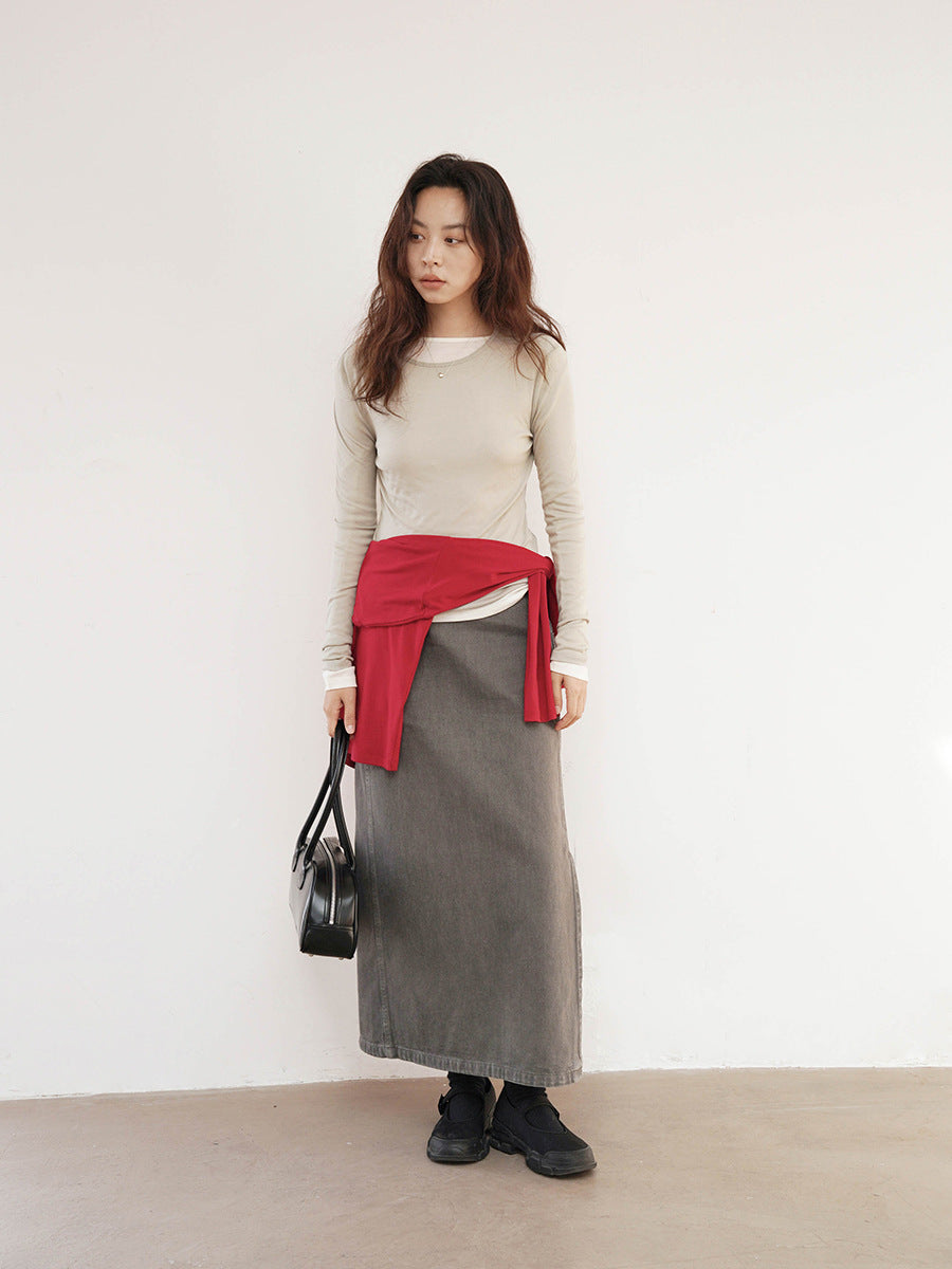 High Waist Utility Column Maxi Skirt