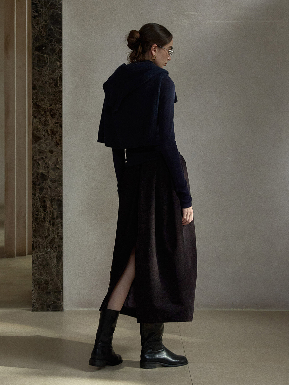 Gathered Balloon Midi Skirt