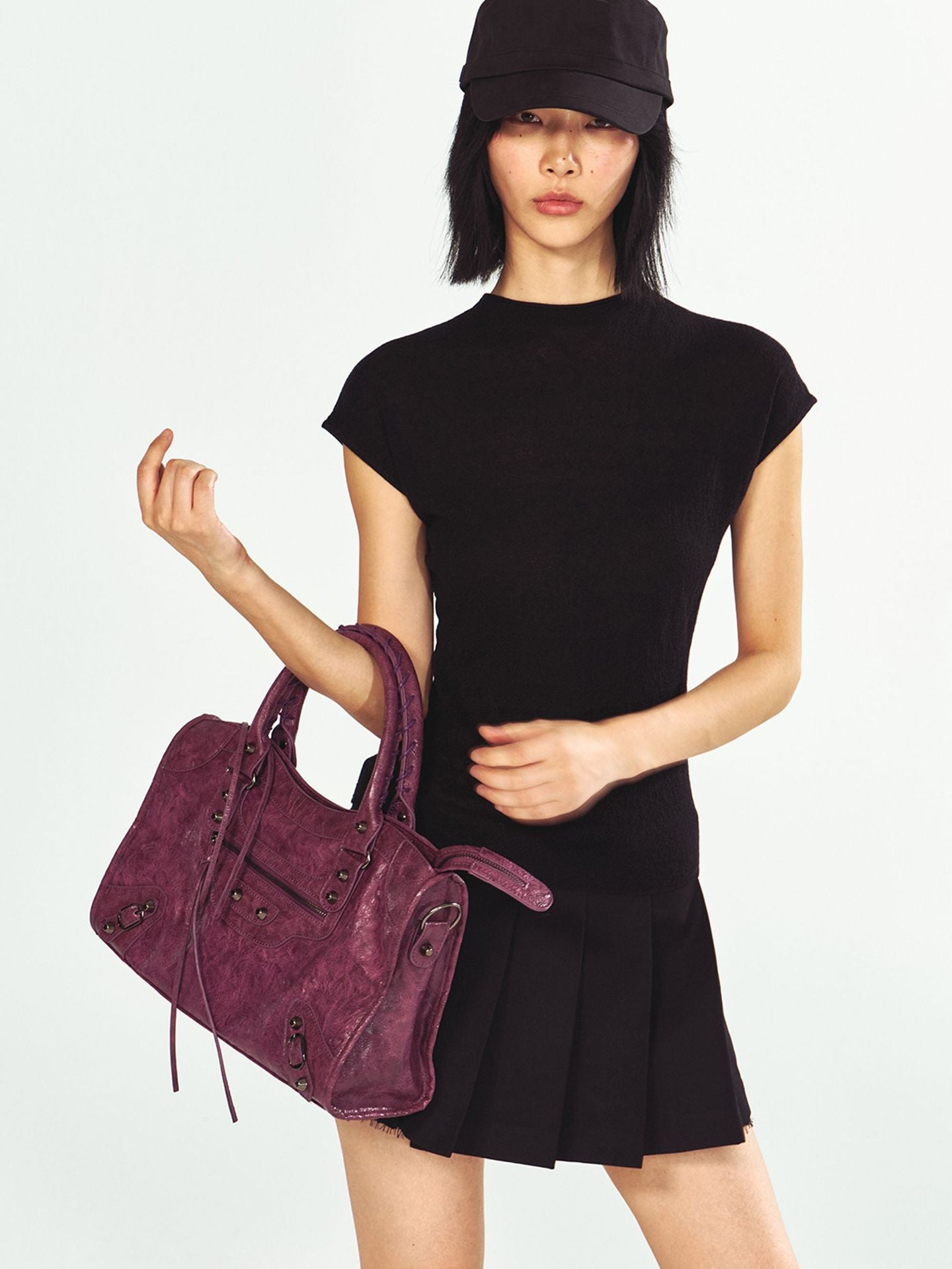 Textured Blend Short Sleeve Half High Neck Knit Top